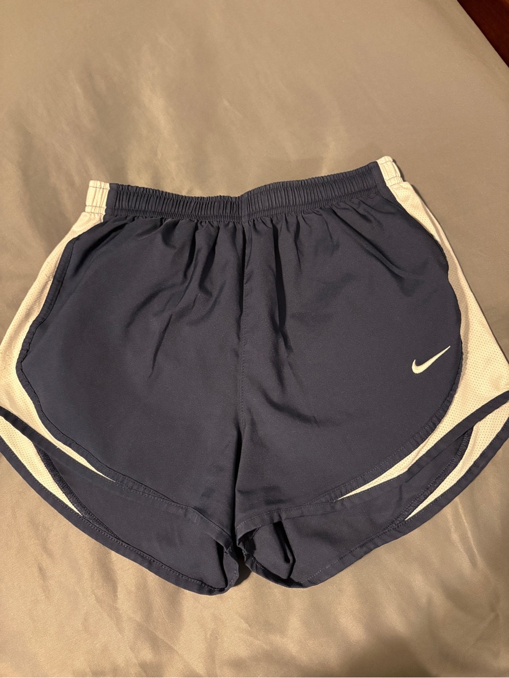 Nike Women's Navy Athletic Shorts with White Accents